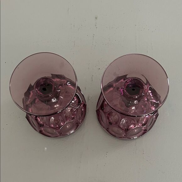 Vintage Imperial Glass Provincial Thumbprint Amethyst glasses Set of 2. 4 in H - Picture 5 of 5